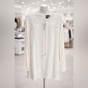Rafaella Cream Embroidered Blouse